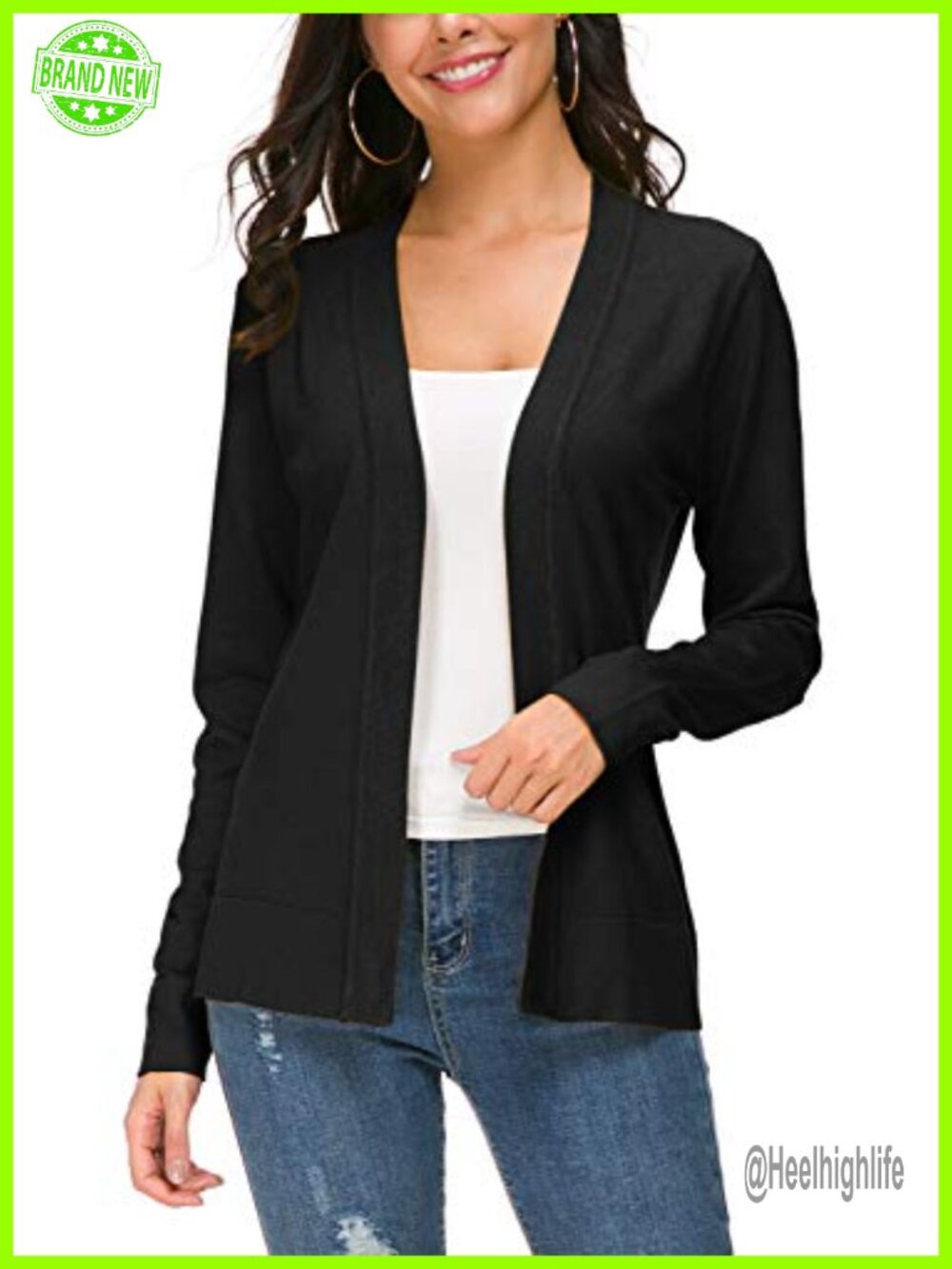 Long Sleeve Open Front Knit Cardigan Sweater Lightweight